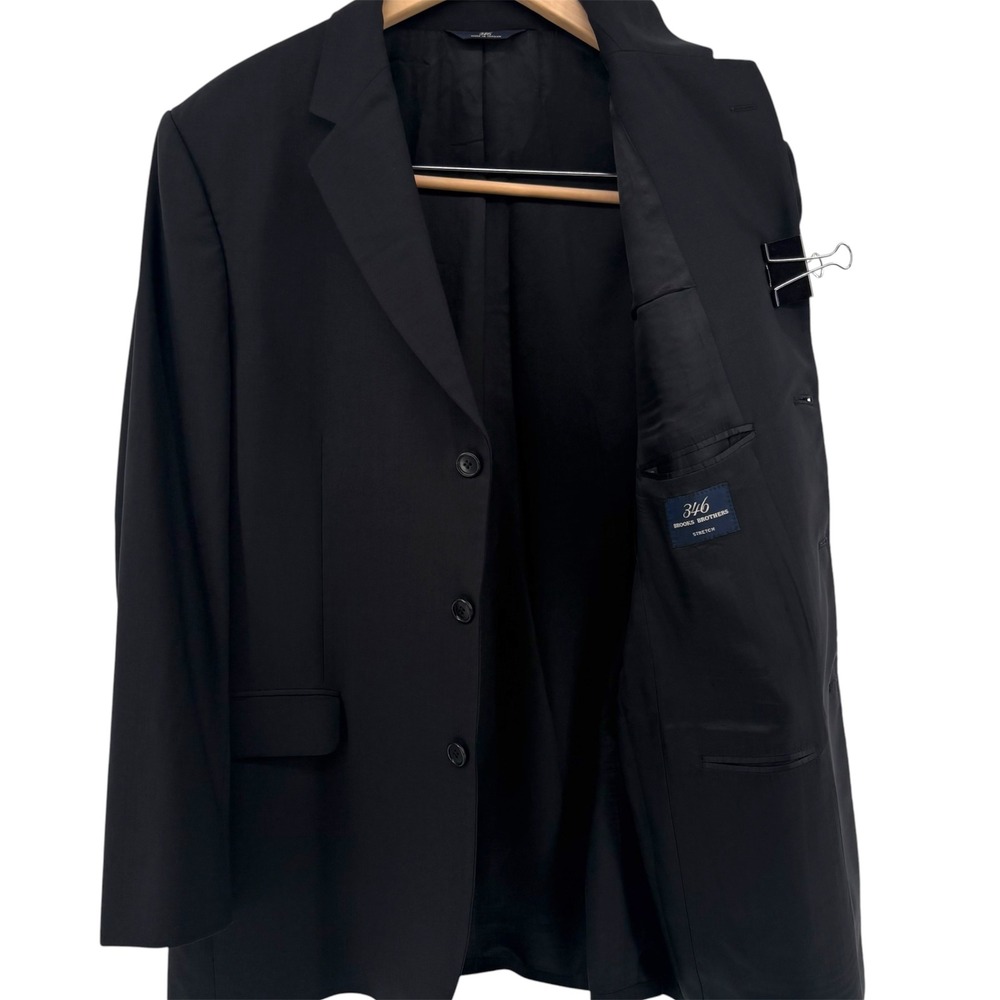Brooks Brothers 346 Mens Black Wool Stretch 3 Button Blazer Jacket 42M Regular